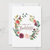 オータム フローラル ローズゴールド ライト バチェロレッテ パーティー 招待状 (裏面)