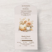 オータム ホワイト ゴールド グリッター パンプキン ウェディング オールインワン招待状 (内側)