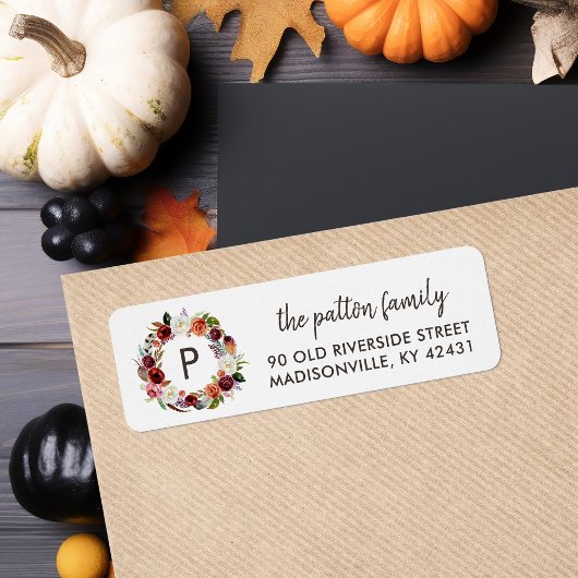 オータム ボーホー ブルームス リース モノグラム 返送先住所 ラベル