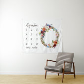 オータム ボーホー ブルームズ モノグラム ベビー マイルストーン フォト タペストリー (インサイチュ(横))