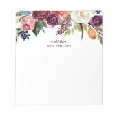 オータム ボーホー ブルームズ 個人化された教師 ノートパッド (正面)