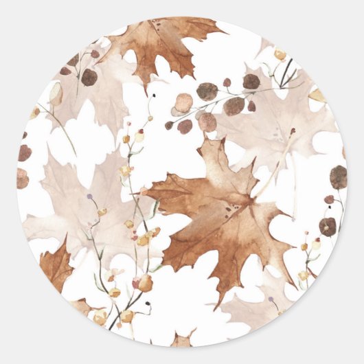 オータム マップル リーフ パターン 感謝祭 ラウンドシール (正面)