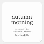 オータム・モーニング キャンドルラベル | ミニマルな秋のデザイン スクエアシール (正面)
