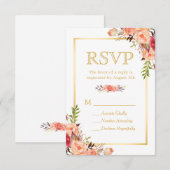 オータム ラスティック オレンジ フラワー シック ゴールド RSVP (正面/裏面)