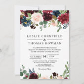 オータム ラスティック ダズリング バーガンディー ウェディング 招待状 (正面)