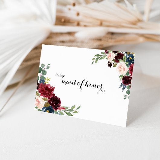 オータム ラスティック バーガンディーのブライズメイドへの感謝 サンキューカード