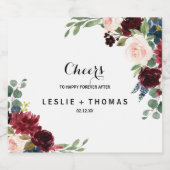 オータム ラスティック バーガンディー ウェディング スパークリング ワイン ラベル (シングルラベル)