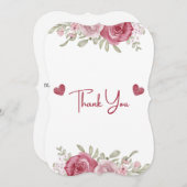 オータム ラスティック バーガンディ カリグラフィー フラット ウェディング サンクス 招待状 (正面/裏面)