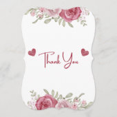 オータム ラスティック バーガンディ カリグラフィー フラット ウェディング サンクス 招待状 (正面)