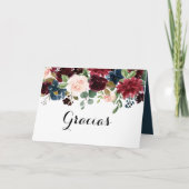 オータム ラスティック バーガンディ スペイン語 結婚式 お礼カード サンキューカード (正面)