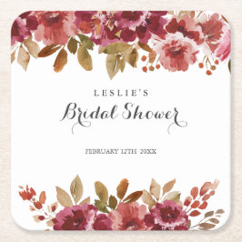 オータム ラスティック ブランシュ & バブル ブライズシャワー スクエアペーパーコースター