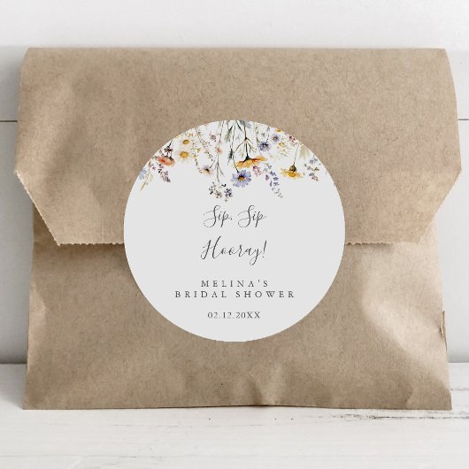 オータム ワイルドフラワー シップ シップ フーレイ ブライダル シャワー ラウンドシール