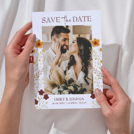 オータム ワイルドフラワー ボヘミア ウェディング フォト セーブザデート