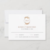 オータム ワイルドフラワー モノグラム クレスト 結婚式 出欠カード (正面)