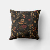 オータム 秋 黄色 オレンジ 黒 ボタニカル フラワーズ クッション (裏面)