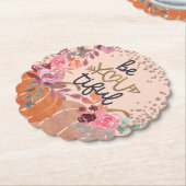 オータム "Be You tiful" ローズゴールド フラワーパンプキン ペーパーコースター (アングル)