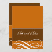 オータモダンム結婚式招待状オレンジブラウン 招待状 (正面/裏面)