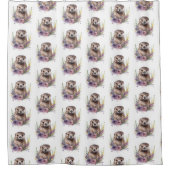 オーターと紫の花 シャワーカーテン (正面)