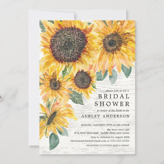 オータ素朴ムサンフラワーズフローラブライダルシャワー 招待状 (正面)