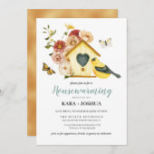 オータ素朴ムフローラバードハウス引っ越し祝いパーティー 招待状 (正面/裏面)