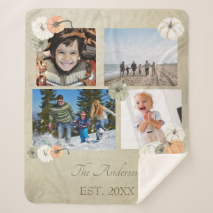 オータ素朴ムホワイト、オレンジカボチャパーソナライズされたン シェルパブランケット