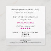 オーダモダンースクー感謝していクに対してハートをスクリプトする スクエア名刺 (裏面)