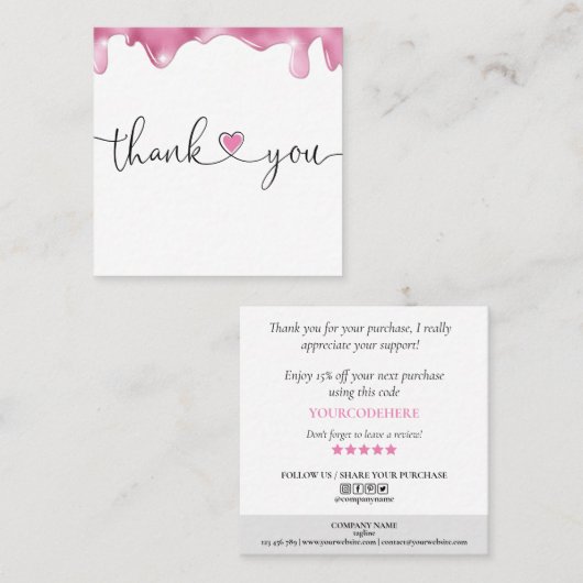 オーダモダンードラ感謝していイに対するスクリプト・ハート スクエア名刺 (正面/裏面)