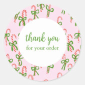 オーダーサンキューカスタムキャンディカネスクリスマスホリデー ラウンドシール (正面)