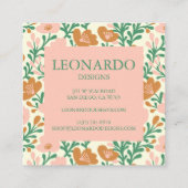 オーダーサンキューキュートカスタムフローラピンクの花 スクエア名刺 (裏面)