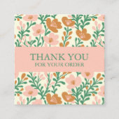 オーダーサンキューキュートカスタムフローラピンクの花 スクエア名刺 (正面)