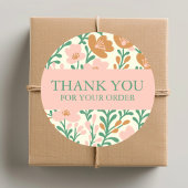 オーダーサンキューキュートカスタムフローラピンクの花 ラウンドシール