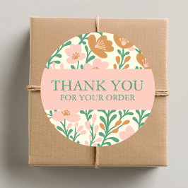 オーダーサンキューキュートカスタムフローラピンクの花 ラウンドシール