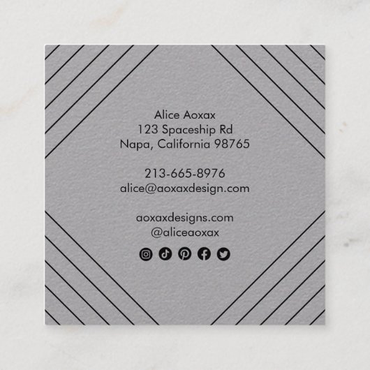 オーダーサンキューミニマリスト抽象芸術ユニークラグジュアリー スクエア名刺 (裏面)