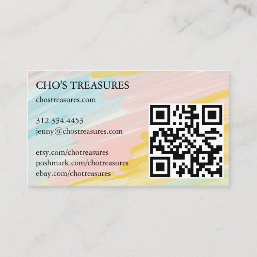 オーダーサンキューミニマルかわいらしリストパステル油絵を描 名刺 (裏面)