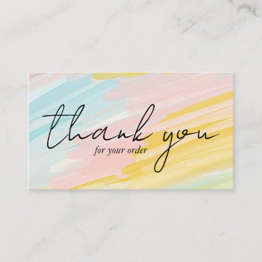 オーダーサンキューミニマルかわいらしリストパステル油絵を描 名刺 (正面)