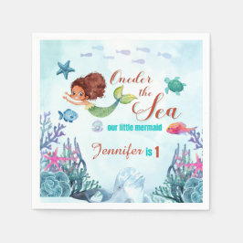オーダーザシーブラウンマーメイドガールズ1st誕生日 スタンダードカクテルナプキン