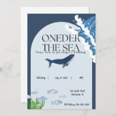 オーダーザシーワンイヤー古い誕生日招待状 招待状 (正面/裏面)