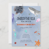 オーダーザシー海動物1st誕生日パーティー 招待状 (正面)