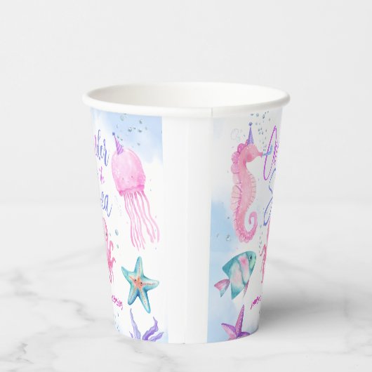 オーダーザシー |マーメイド1歳の誕生日かわいい海 紙コップ (右)