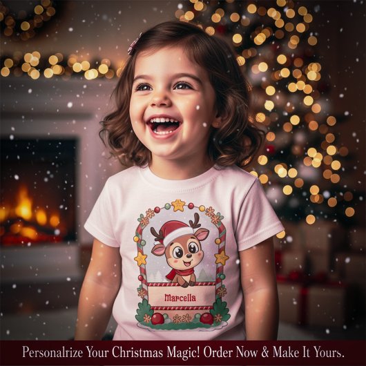 オーダーネーム クリスマストナカイ トドラーTシャツ