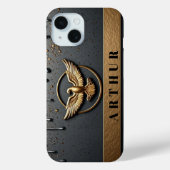💎 オーダーネーム ゴールドイーグル フロー リキッドメタル ラグジュアリー Case-Mate iPhoneケース (裏面)