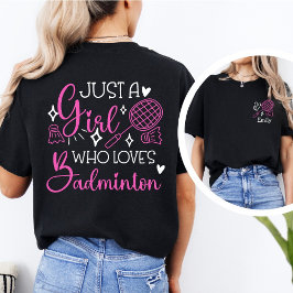 オーダーネーム バドミントン女子 両面プリント ピンク トライブレンドTシャツ
