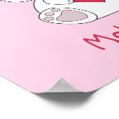 オーダーメイドかわいいホワイトバニーハートベビーガール ポスター (角)