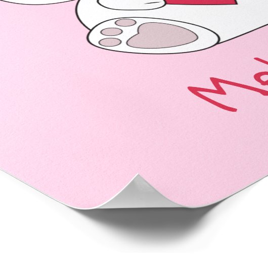 オーダーメイドかわいいホワイトバニーハートベビーガール ポスター (角)