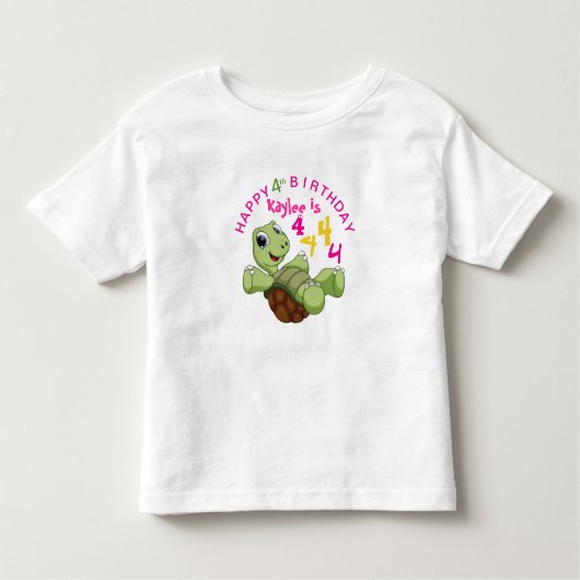 オーダーメイドかわいい亀のハッピーバースデーfor Girl トドラーTシャツ (正面)