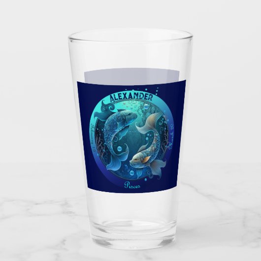 オーダーメイドできる魚座のビールジョッキ タンブラーグラス (正面)