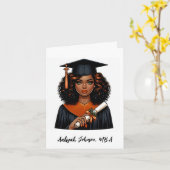 オーダーメイドのおしゃれなアフリカ系アメリカ人女性の卒業 カード (黄色い花)
