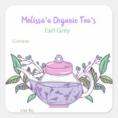オーダーメイドのお茶と茶葉のラベル スクエアシール (正面)