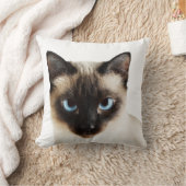 オーダーメイドのかわいいシャム猫の写真の白い装飾 クッション (ブランケット)