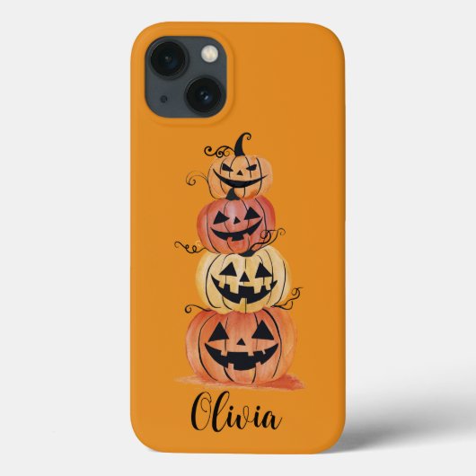 オーダーメイドのかわいい水彩テクスチャのかぼちゃ Halloween Case-Mate iPhoneケース (裏面)